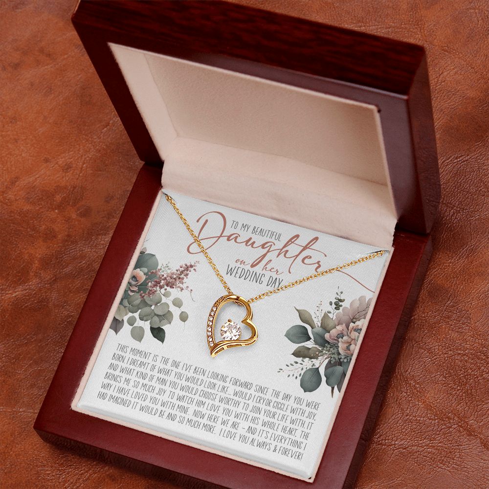 To My Beautiful Daughter on your Wedding Day | Love Heart Necklace