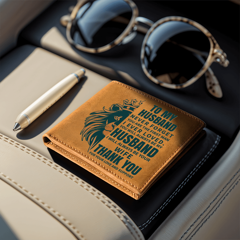 Husband Leather Wallet, Lion King Design, Best Husband Ever Gift, Birthday Gift for Dad, Father's Day Wallet, Custom Gift Box, Dad Gift