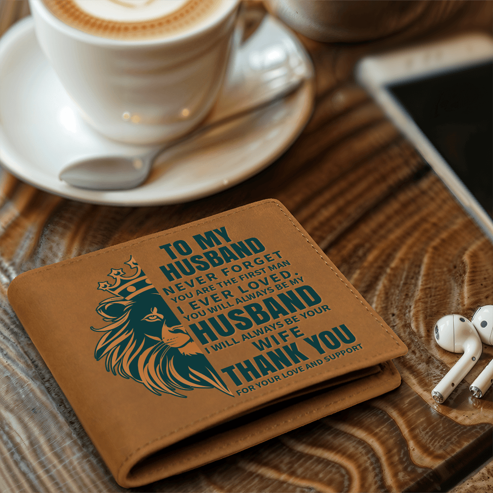 Husband Leather Wallet, Lion King Design, Best Husband Ever Gift, Birthday Gift for Dad, Father's Day Wallet, Custom Gift Box, Dad Gift