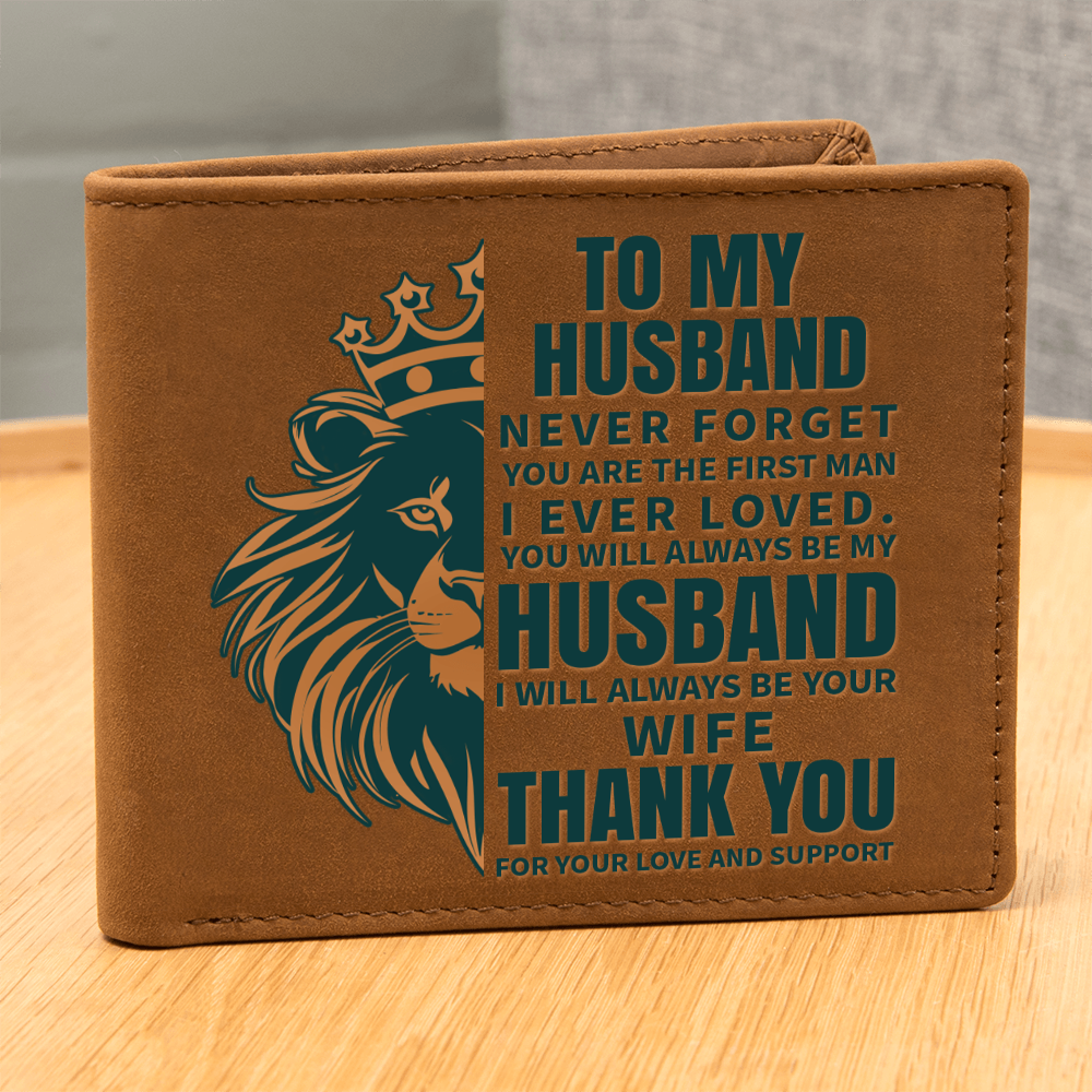 Husband Leather Wallet, Lion King Design, Best Husband Ever Gift, Birthday Gift for Dad, Father's Day Wallet, Custom Gift Box, Dad Gift
