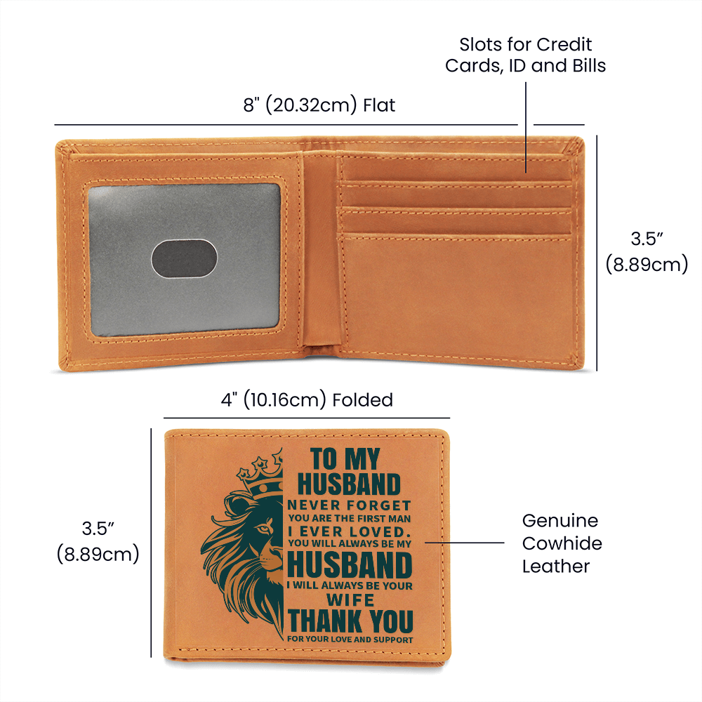 Husband Leather Wallet, Lion King Design, Best Husband Ever Gift, Birthday Gift for Dad, Father's Day Wallet, Custom Gift Box, Dad Gift