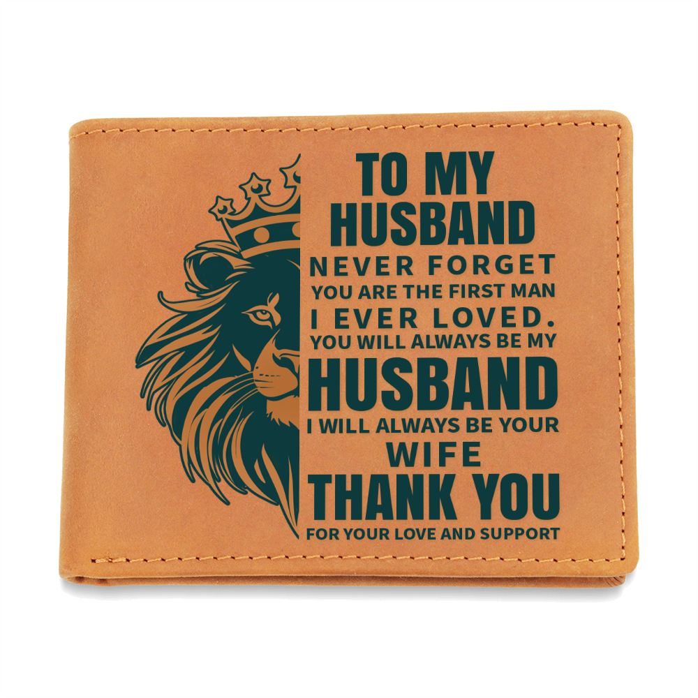 Husband Leather Wallet, Lion King Design, Best Husband Ever Gift, Birthday Gift for Dad, Father's Day Wallet, Custom Gift Box, Dad Gift