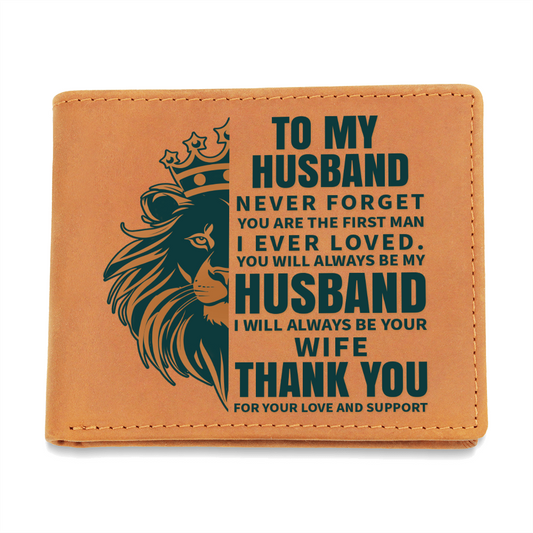 Husband Leather Wallet, Lion King Design, Best Husband Ever Gift, Birthday Gift for Dad, Father's Day Wallet, Custom Gift Box, Dad Gift