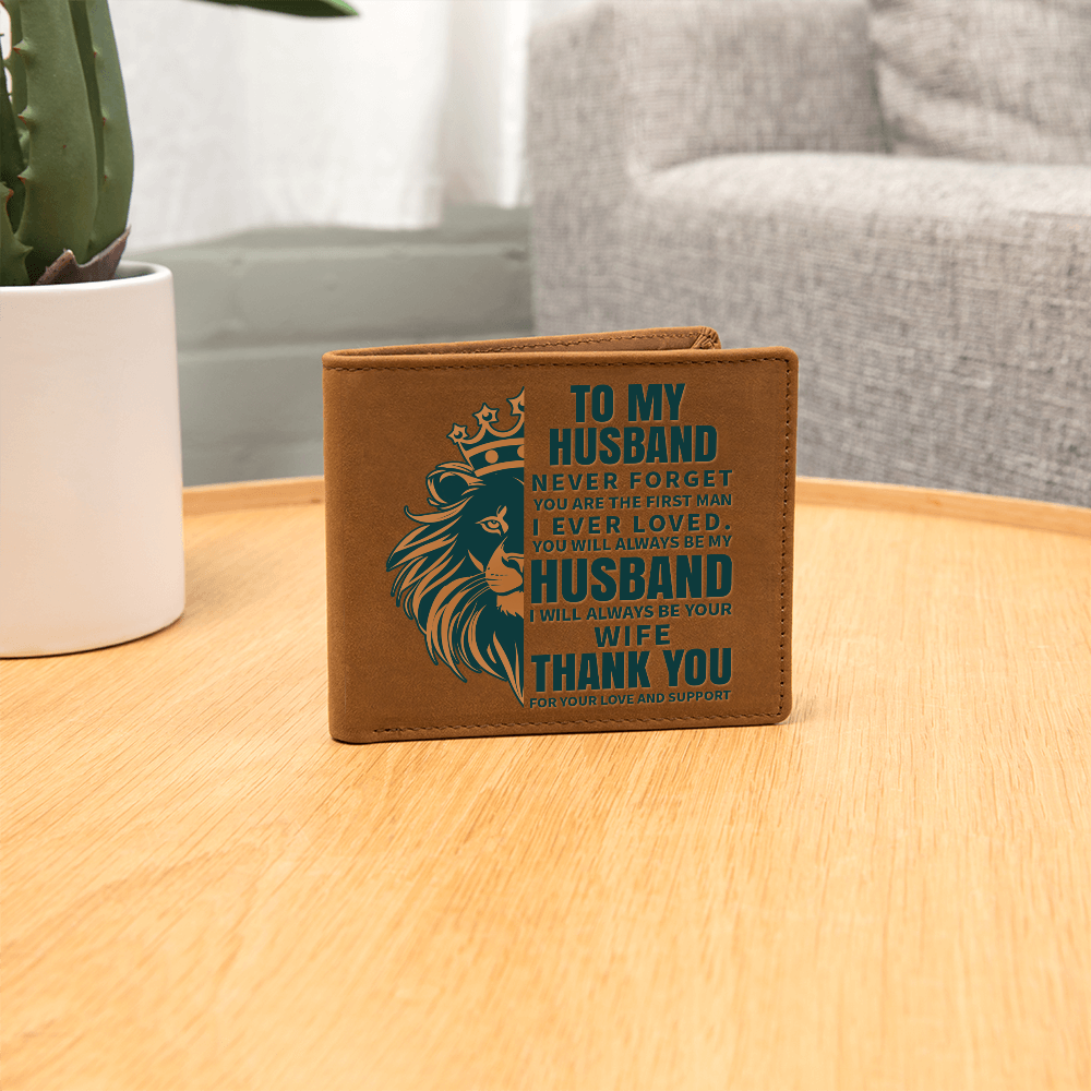 Husband Leather Wallet, Lion King Design, Best Husband Ever Gift, Birthday Gift for Dad, Father's Day Wallet, Custom Gift Box, Dad Gift