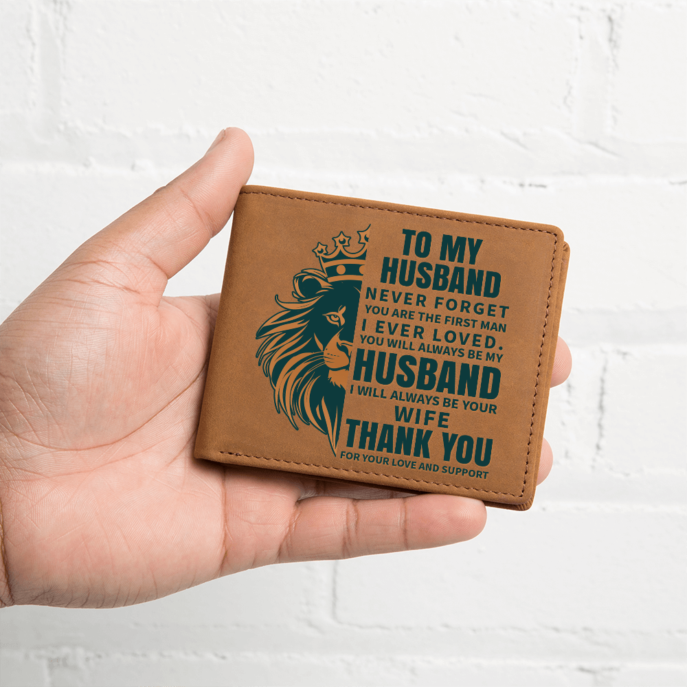 Husband Leather Wallet, Lion King Design, Best Husband Ever Gift, Birthday Gift for Dad, Father's Day Wallet, Custom Gift Box, Dad Gift