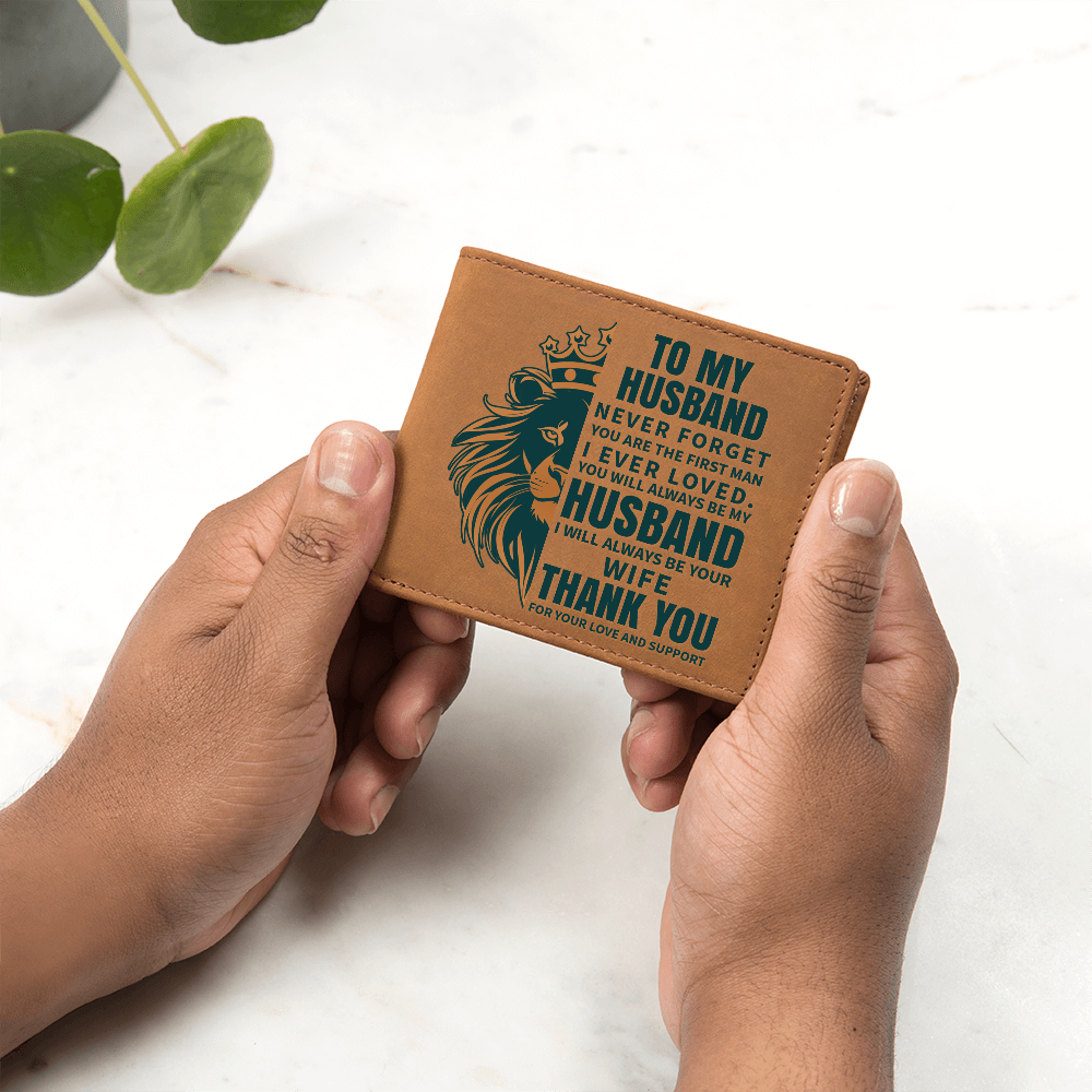 Husband Leather Wallet, Lion King Design, Best Husband Ever Gift, Birthday Gift for Dad, Father's Day Wallet, Custom Gift Box, Dad Gift