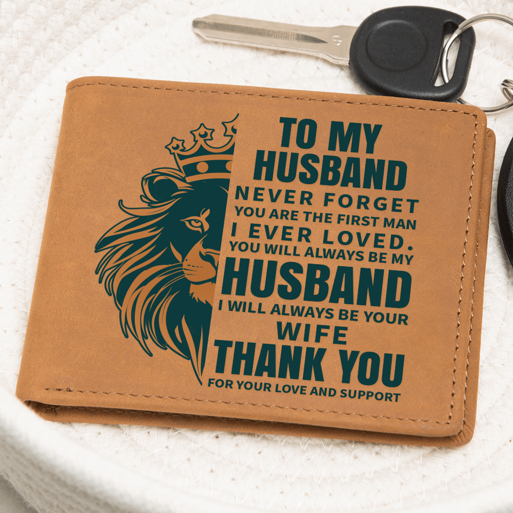 Husband Leather Wallet, Lion King Design, Best Husband Ever Gift, Birthday Gift for Dad, Father's Day Wallet, Custom Gift Box, Dad Gift