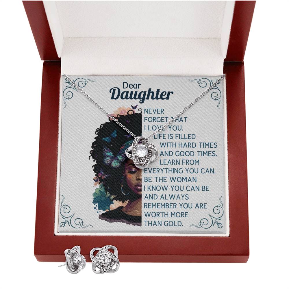 Dear Daughter worth more than Gold, Earring & Necklace Set