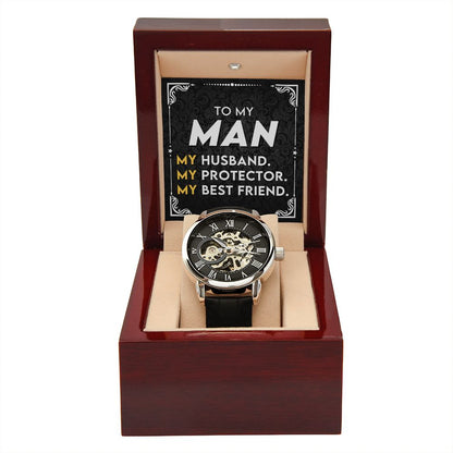 To My Man, My Best Friend | Men's Openwork Watch