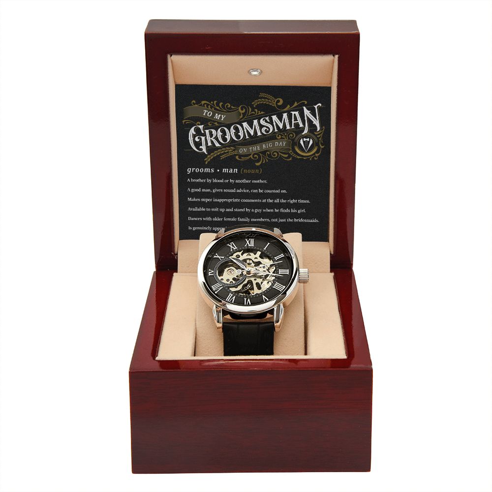 To My Groomsman - Thank You | Men's Openwork Watch