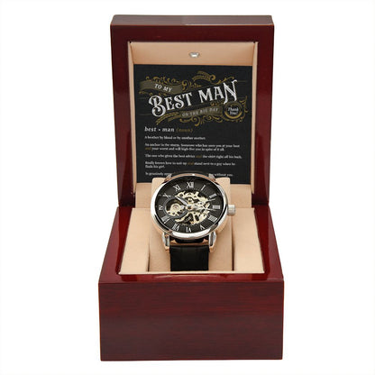 To My Best Man - Thank You | Men's Openwork Watch