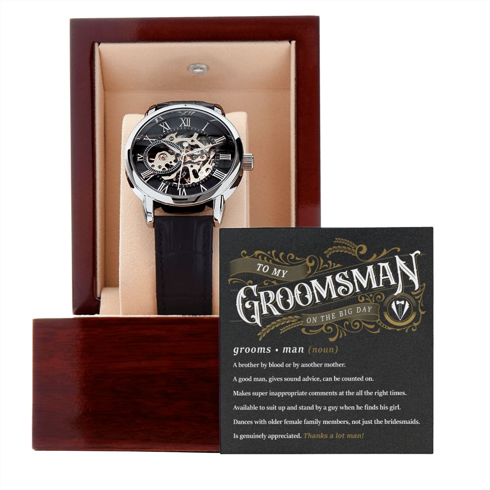 To My Groomsman - Thank You | Men's Openwork Watch