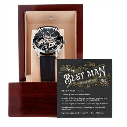 To My Best Man - Thank You | Men's Openwork Watch
