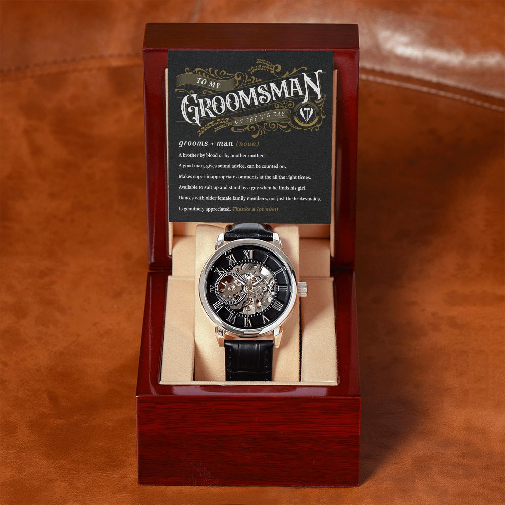 To My Groomsman - Thank You | Men's Openwork Watch