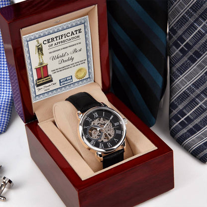 Certificate of Appreciation for the World's Best Dad | Men's Openwork Watch