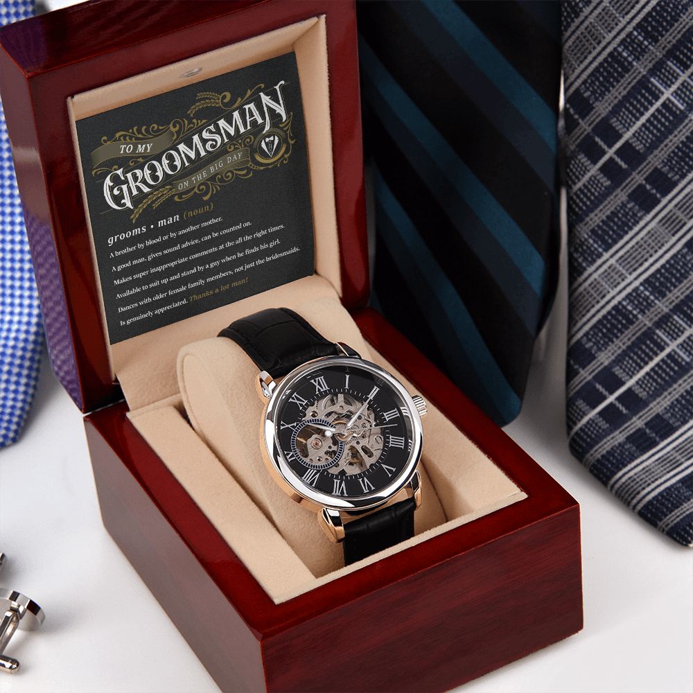 To My Groomsman - Thank You | Men's Openwork Watch
