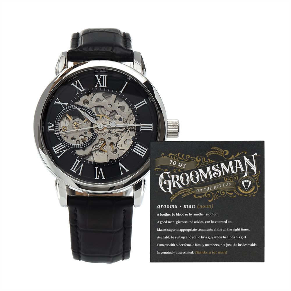 To My Groomsman - Thank You | Men's Openwork Watch