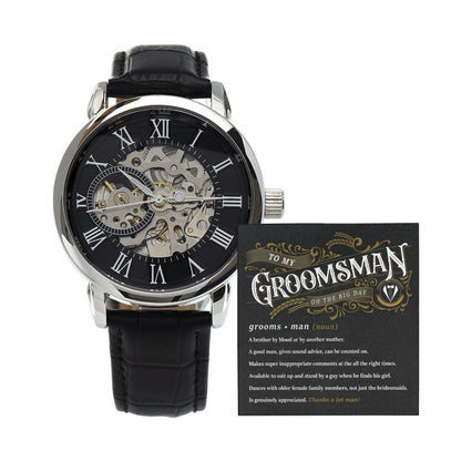 To My Groomsman - Thank You | Men's Openwork Watch