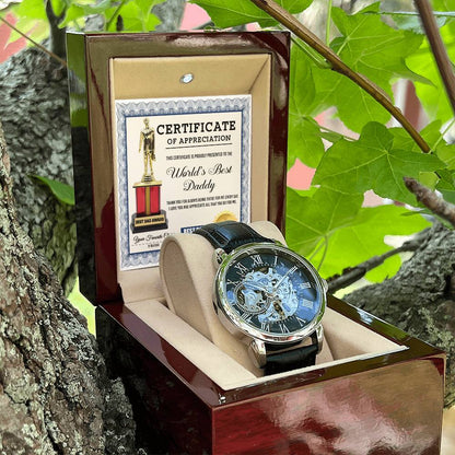 Certificate of Appreciation for the World's Best Dad | Men's Openwork Watch
