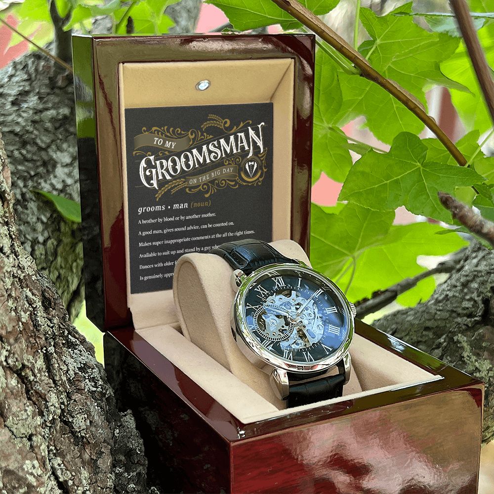 To My Groomsman - Thank You | Men's Openwork Watch