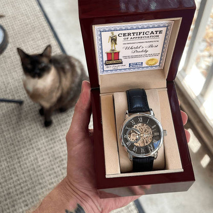 Certificate of Appreciation for the World's Best Dad | Men's Openwork Watch