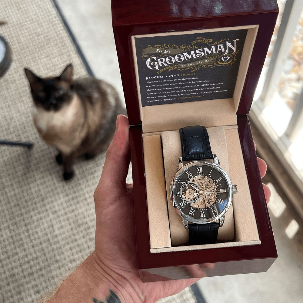 To My Groomsman - Thank You | Men's Openwork Watch