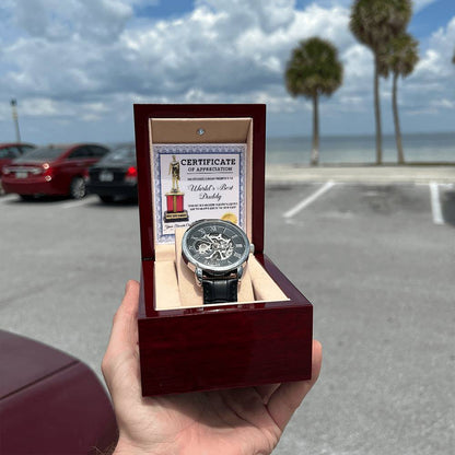 Certificate of Appreciation for the World's Best Dad | Men's Openwork Watch