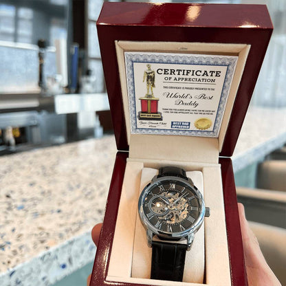 Certificate of Appreciation for the World's Best Dad | Men's Openwork Watch