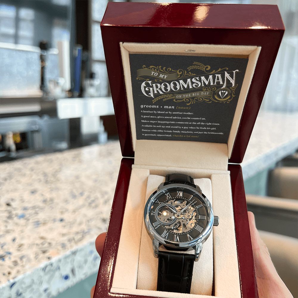 To My Groomsman - Thank You | Men's Openwork Watch