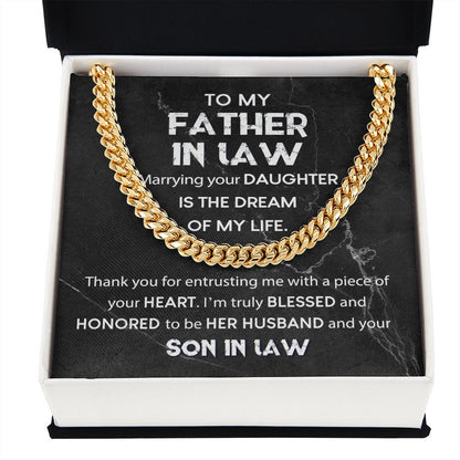 To My Father In Law - Truly Blessed | Cuban Link Chain