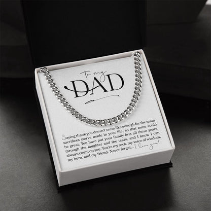To My Dad, Thank You | Cuban Link Chain