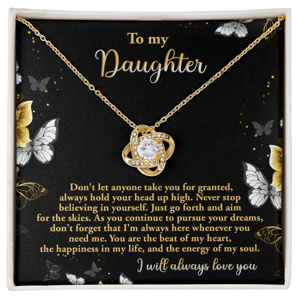 Daughter-Pursue Your Dreams Love Knot Necklace