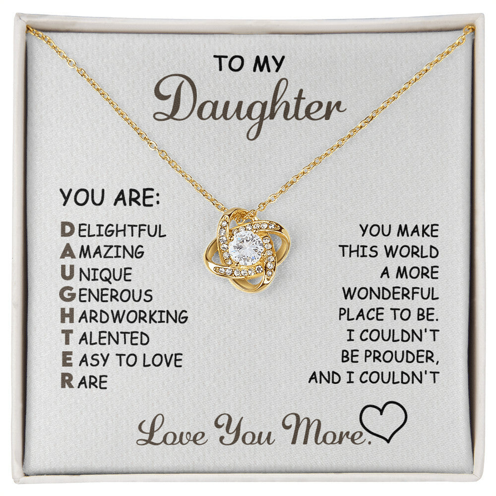 Daughter-Love You More Love Knot Necklace