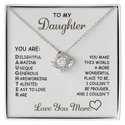 Daughter-Love You More Love Knot Necklace