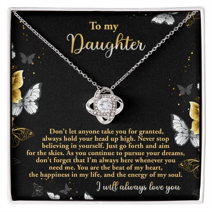 Daughter-Pursue Your Dreams Love Knot Necklace