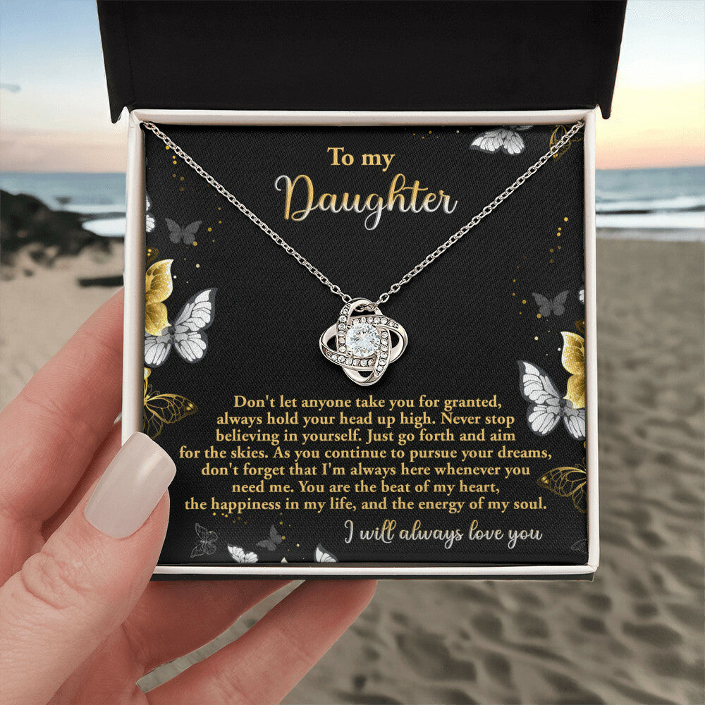 Daughter-Pursue Your Dreams Love Knot Necklace