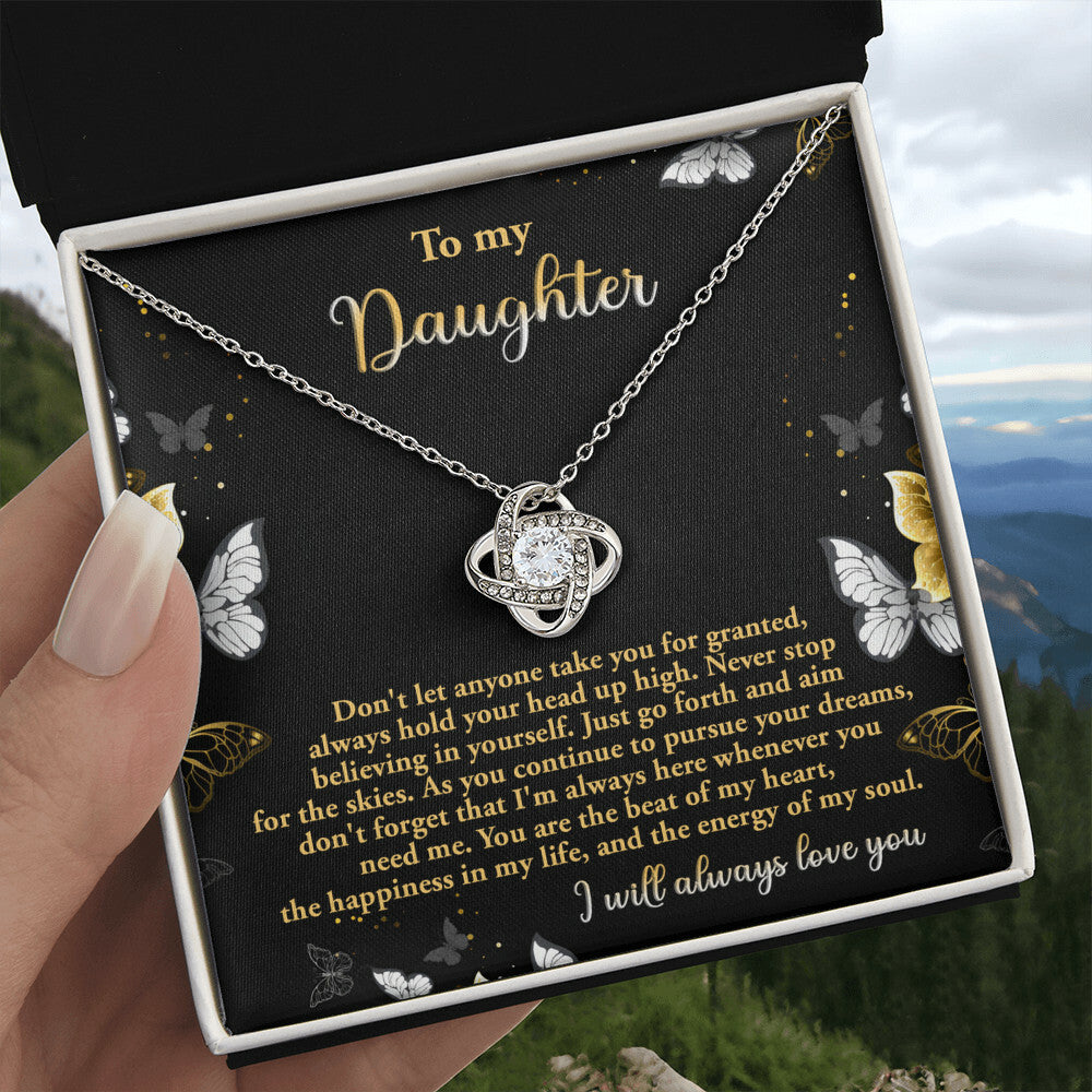 Daughter-Pursue Your Dreams Love Knot Necklace