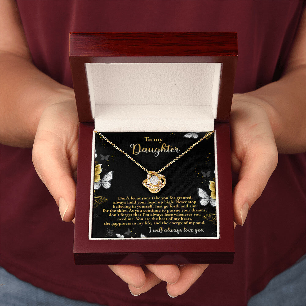 Daughter-Pursue Your Dreams Love Knot Necklace