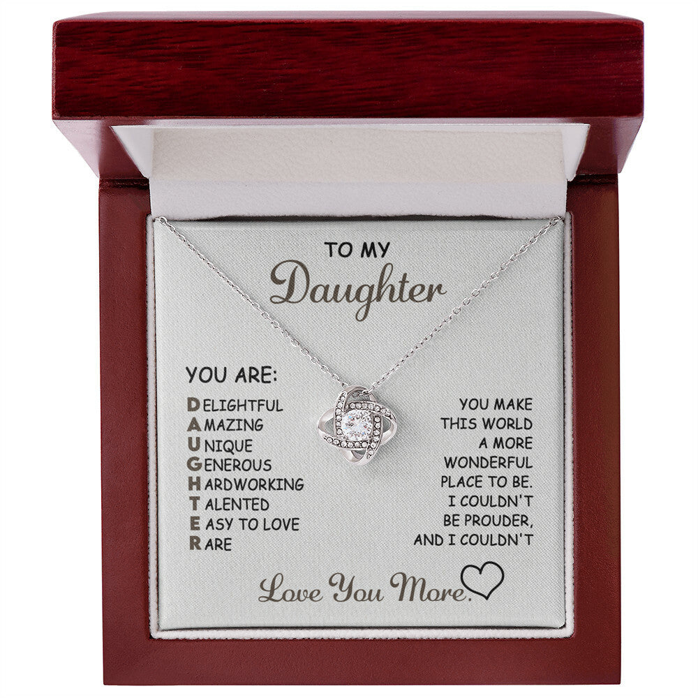 Daughter-Love You More Love Knot Necklace