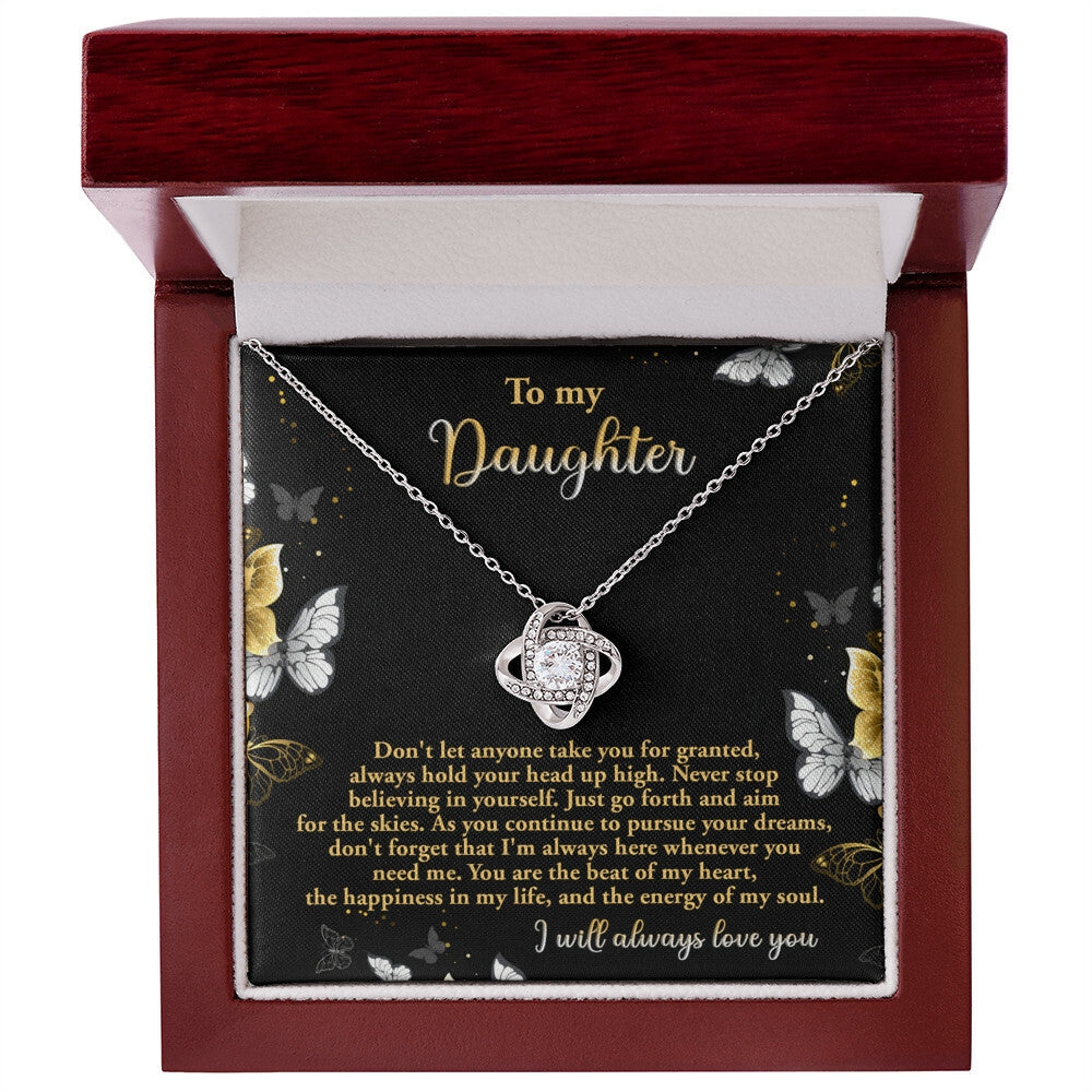 Daughter-Pursue Your Dreams Love Knot Necklace