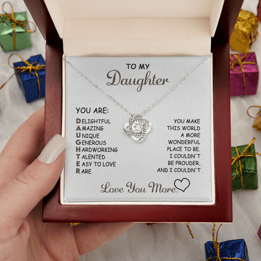 Daughter-Love You More Love Knot Necklace