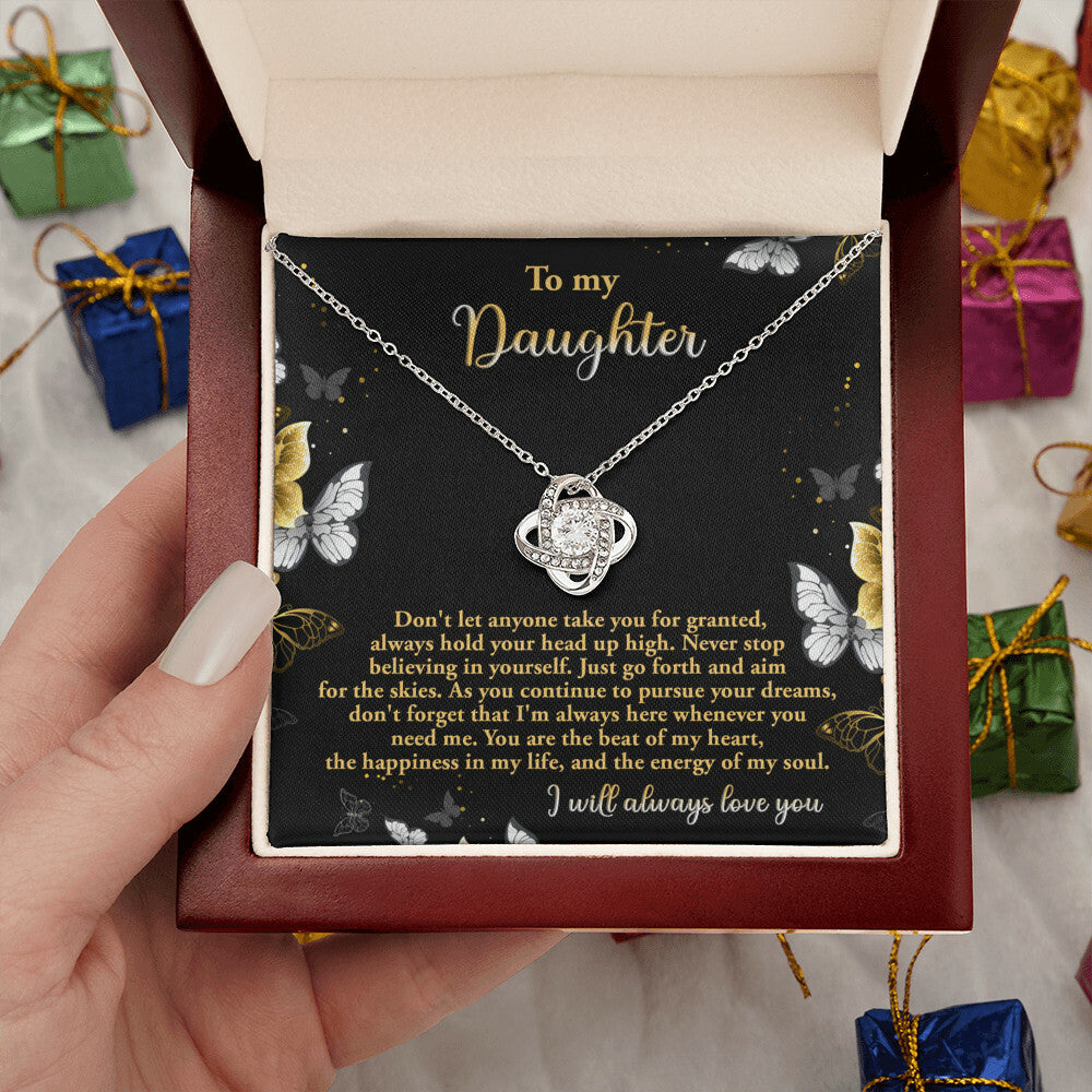 Daughter-Pursue Your Dreams Love Knot Necklace