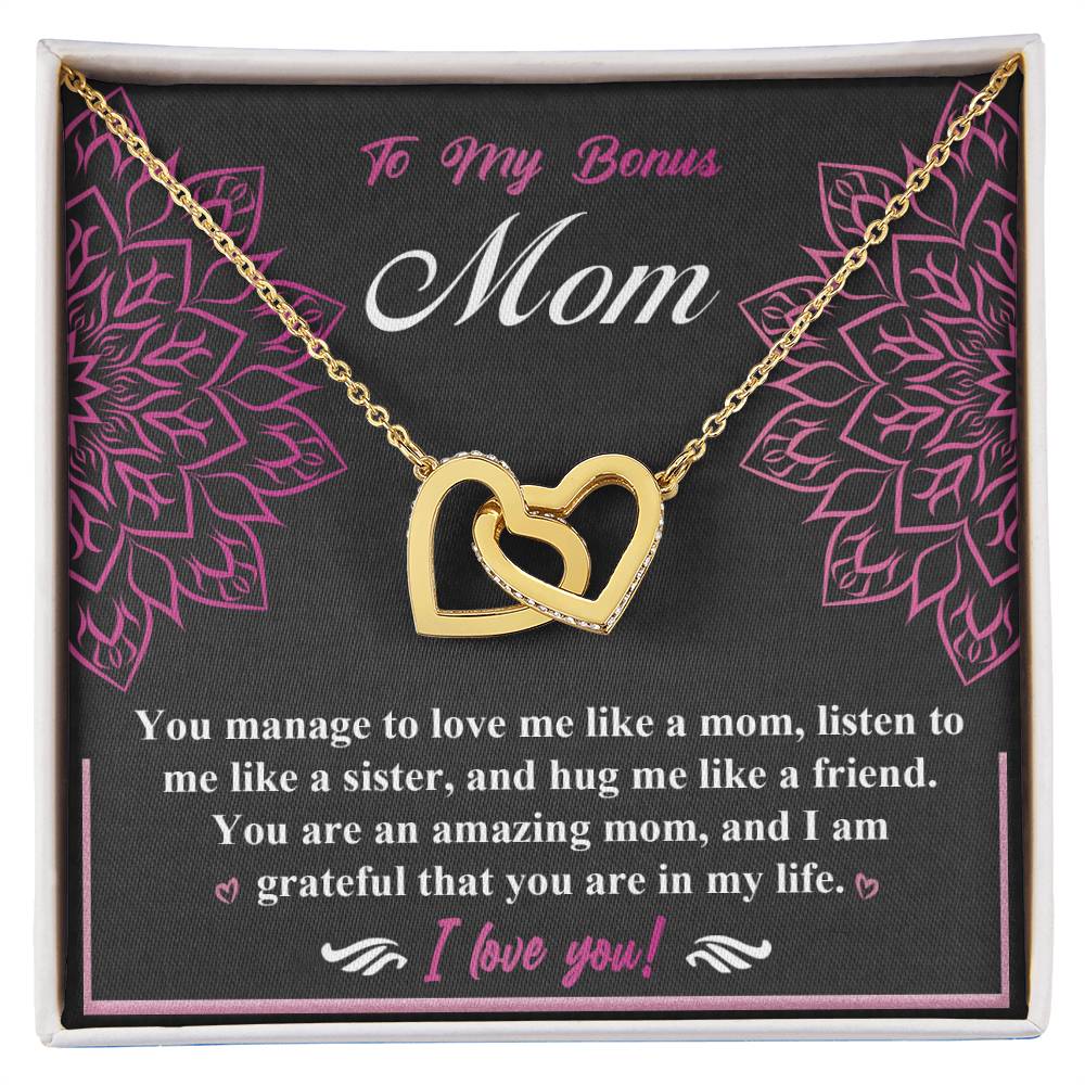 Bonus Mom-An Amazing Mom Double Heart Necklace