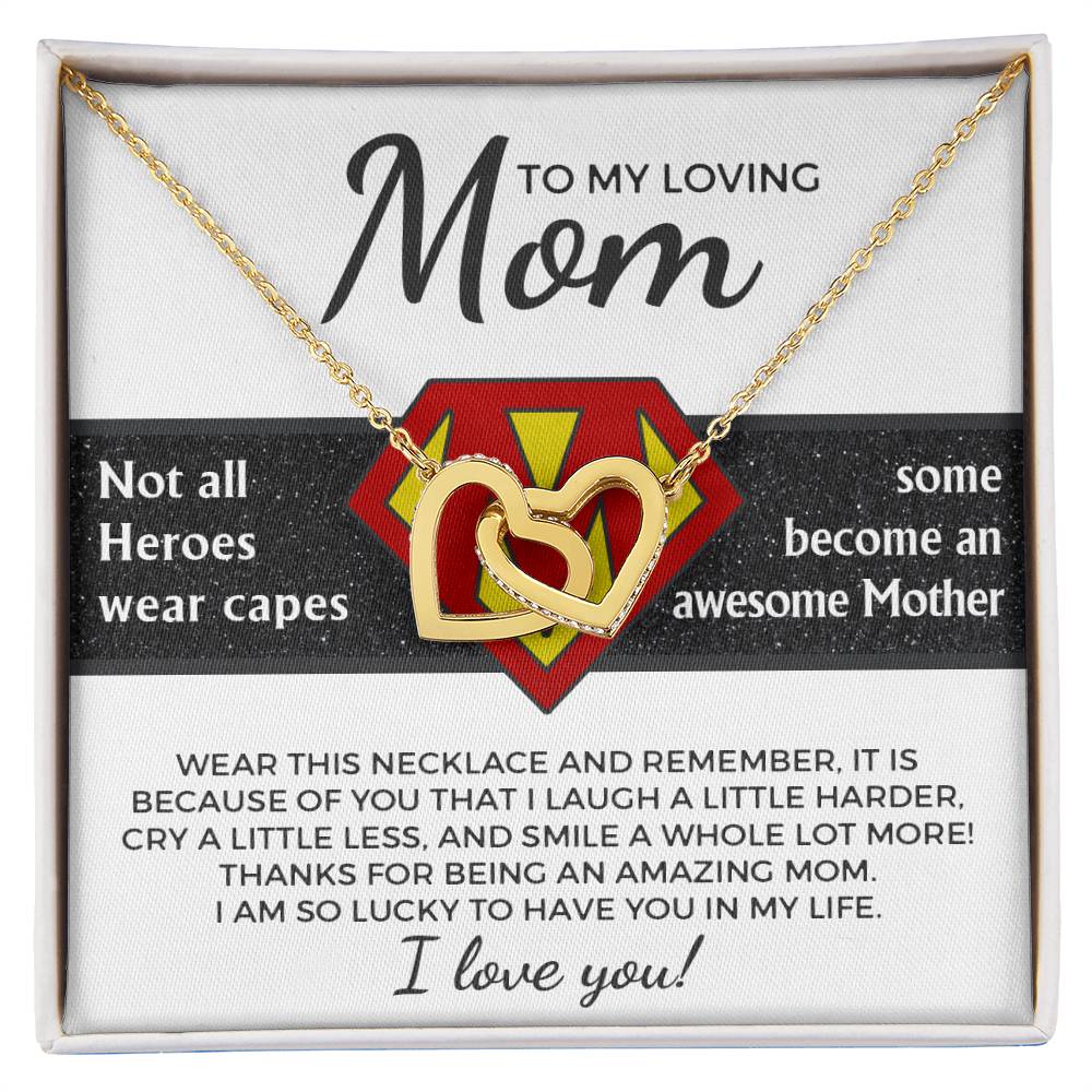 To My Awesome Mother Double Heart Necklace