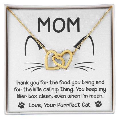 Cat Mom When I'm Mean Double Heart Necklace
