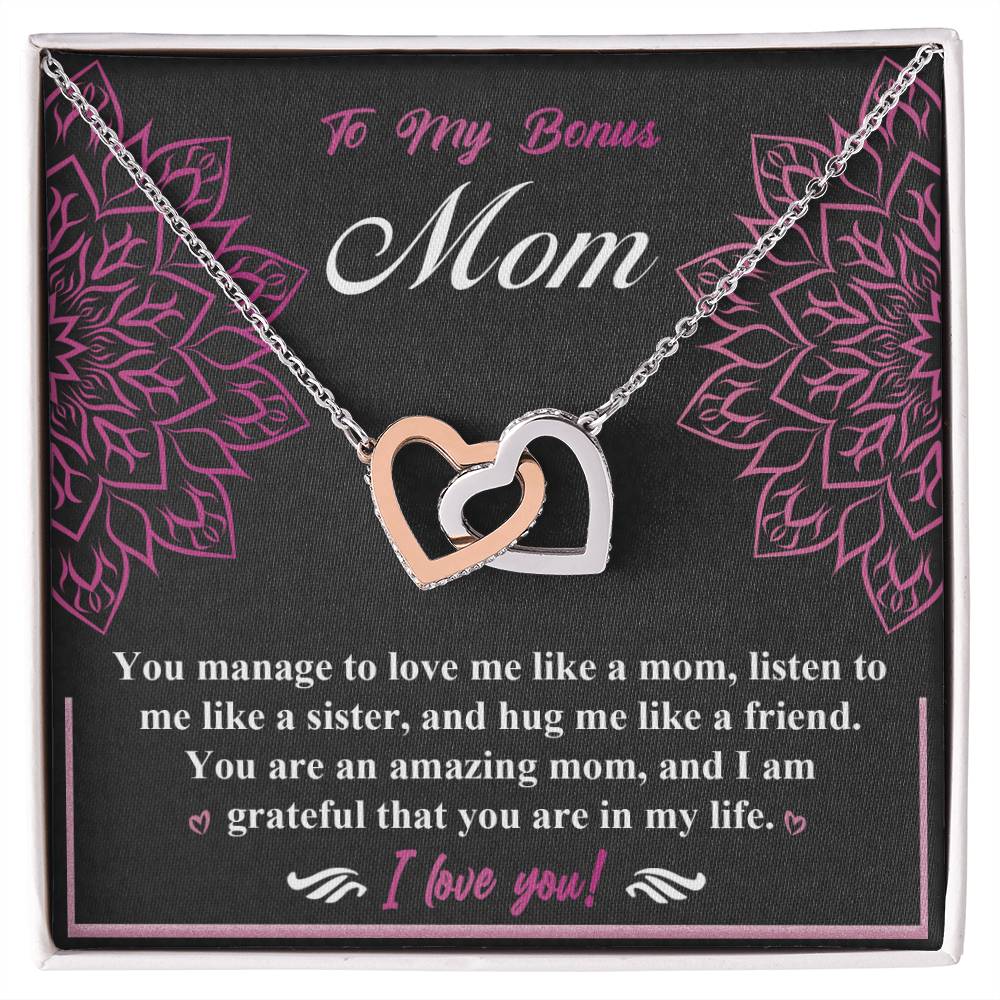 Bonus Mom-An Amazing Mom Double Heart Necklace