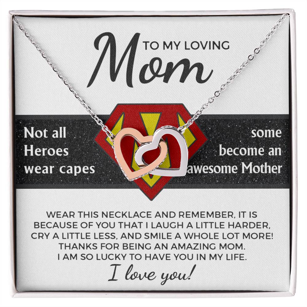 To My Awesome Mother Double Heart Necklace