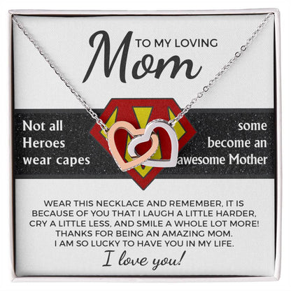 To My Awesome Mother Double Heart Necklace