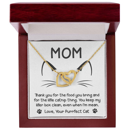 Cat Mom When I'm Mean Double Heart Necklace