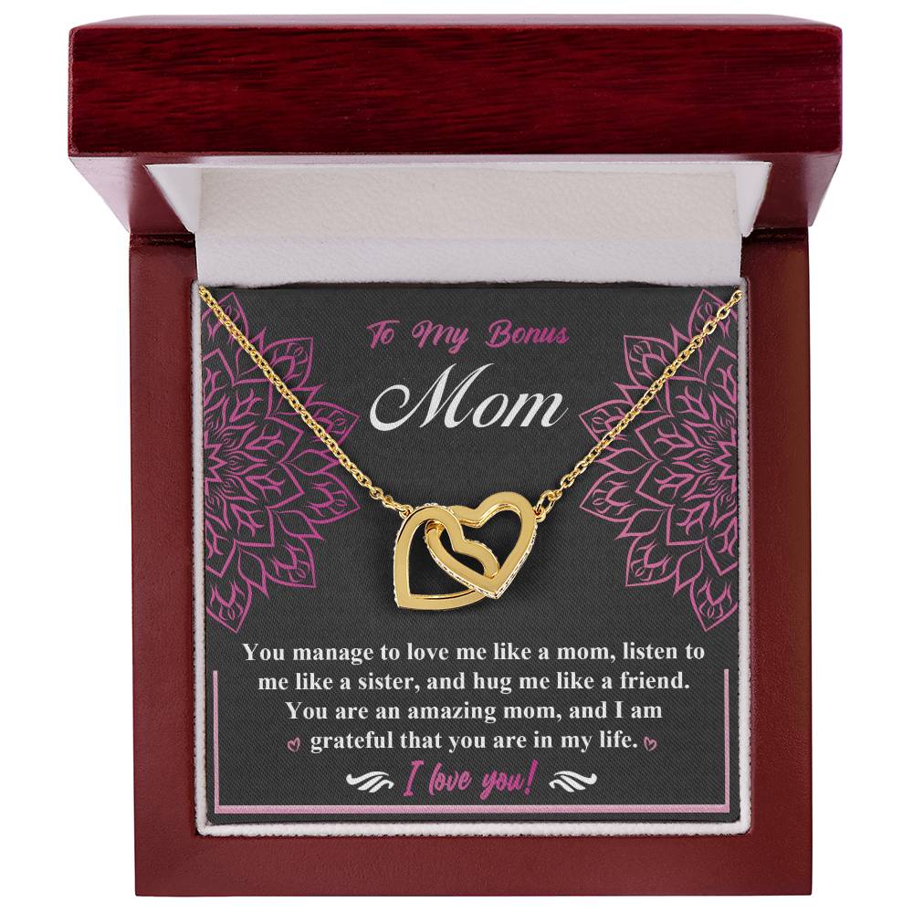 Bonus Mom-An Amazing Mom Double Heart Necklace